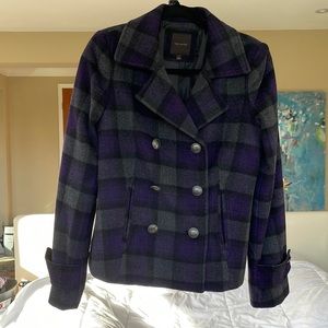 Beautiful plaid coat with purple gray colors